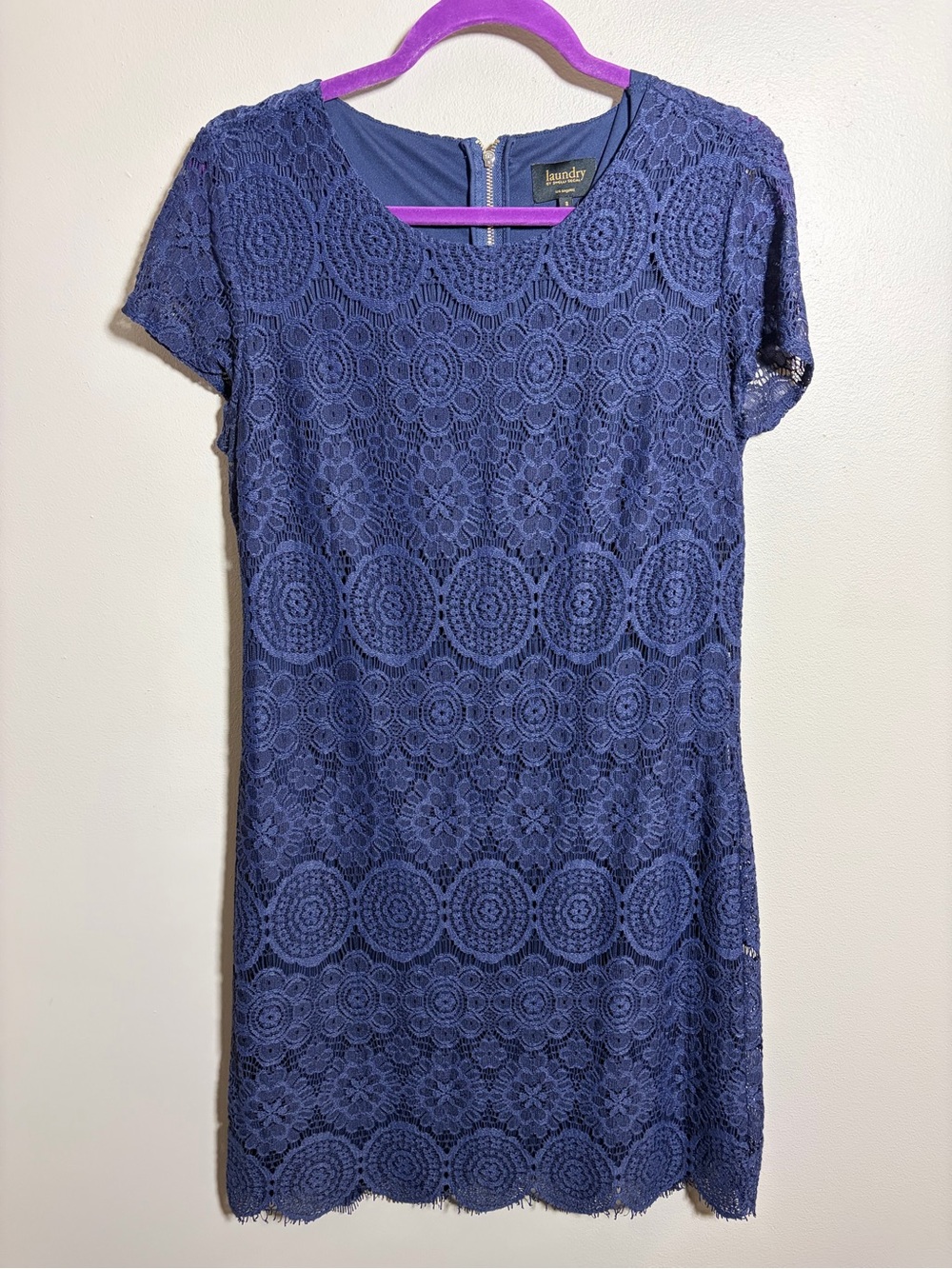 Laundry by Shelli Segal Navy Lace Shift Dress